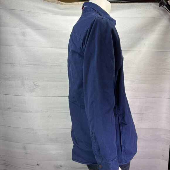 Lands End Mens Flannel-Lined Hurricane Shirt Navy Blue Traditional Fit Size L - Picture 6 of 13